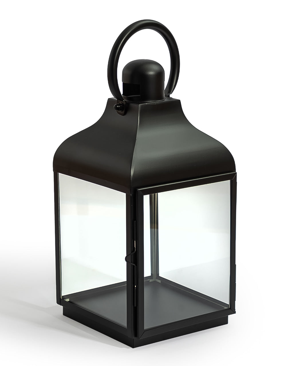 Medium Square Matt Black Steel and Glass Lantern - WPL13