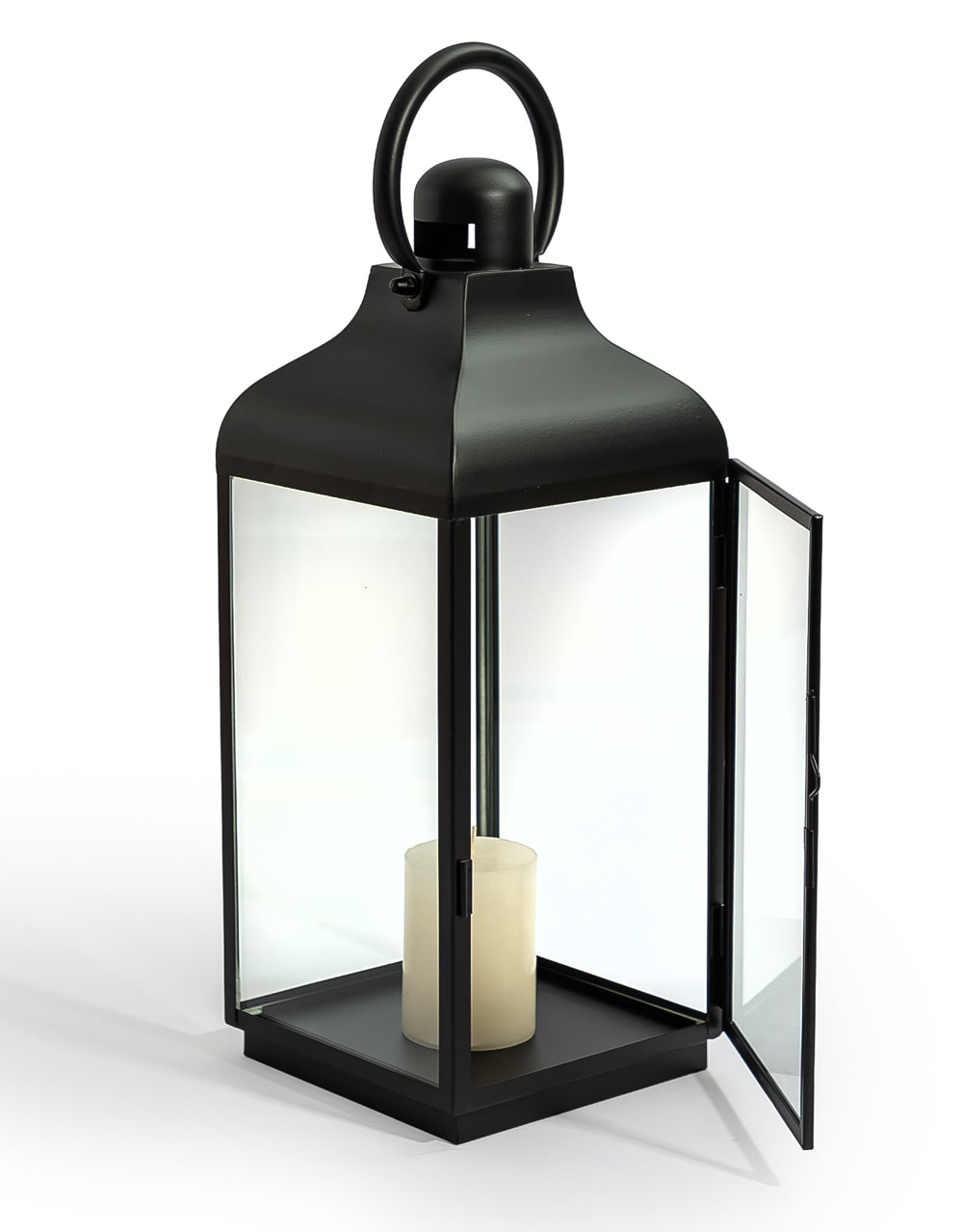 Large Square Matt Black Steel and Glass Lantern - WPL14