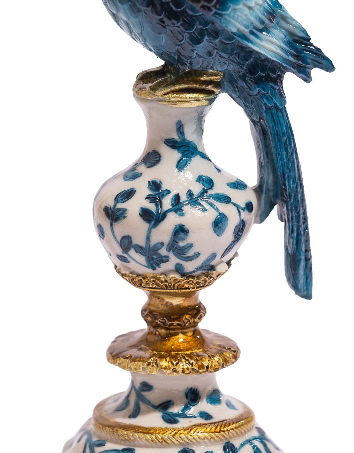 Antiqued Ornate Blue/White Parrot Candle Holder - RH - RM89