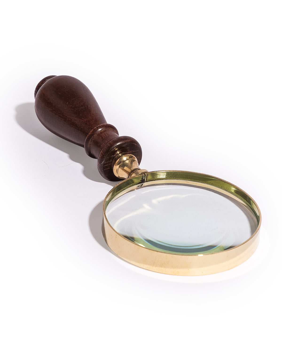 Small Brass Magnifying Glass with Brown Wood Handle - FMH44