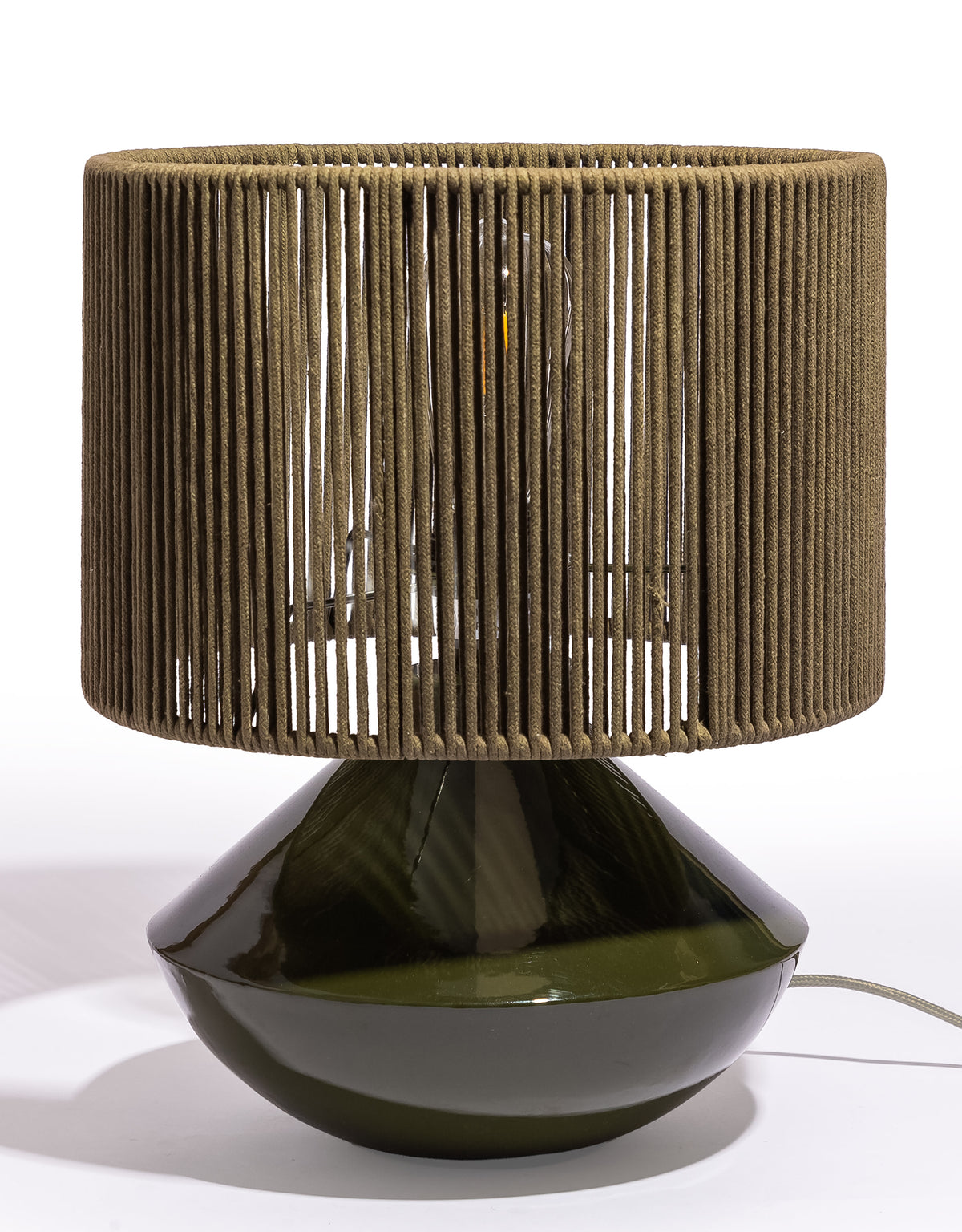 Forest Green Table Lamp w/ Ribbed Corded Shade - L16260GR