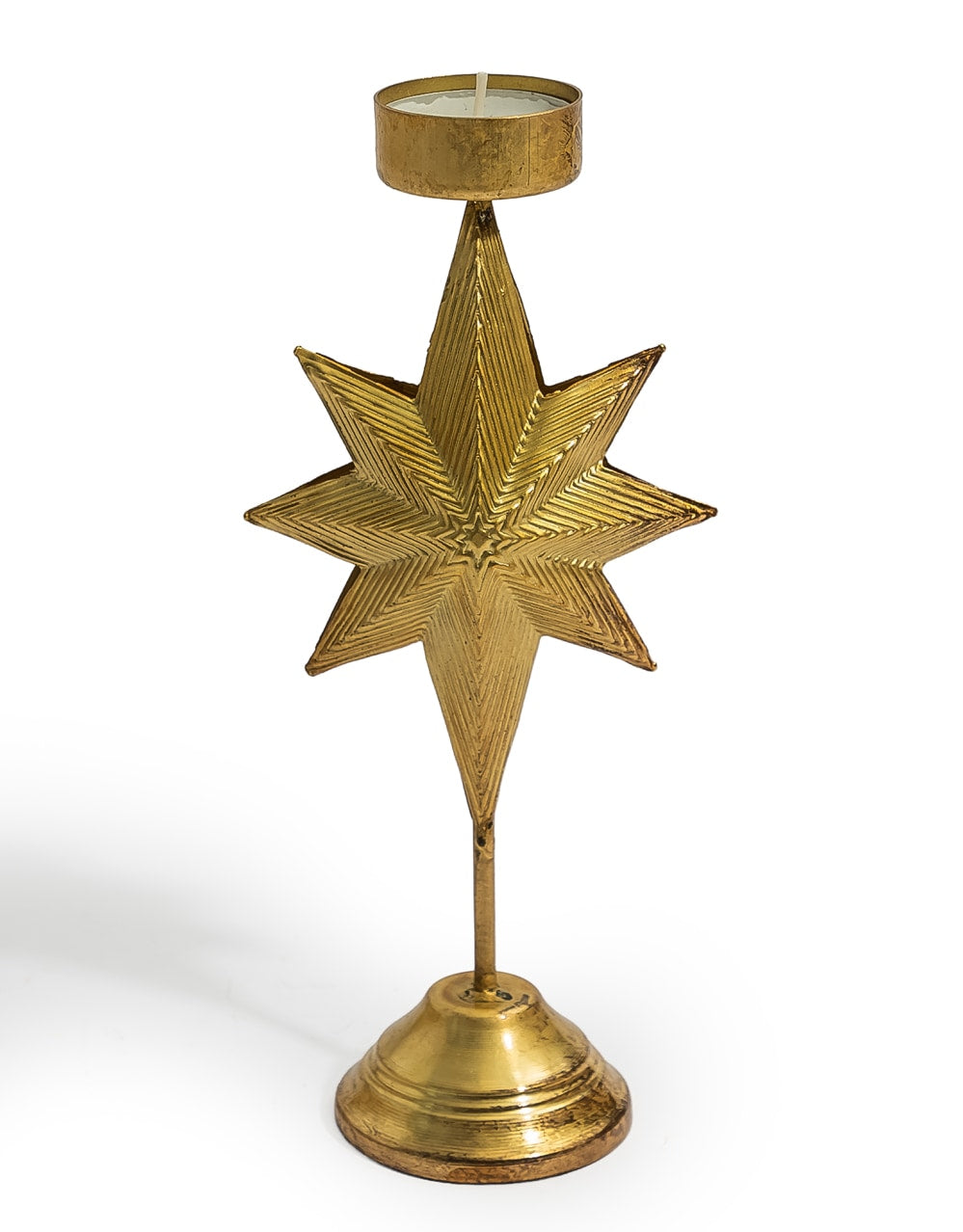 Gold Metal "North Star" Candle Holder - RGF26