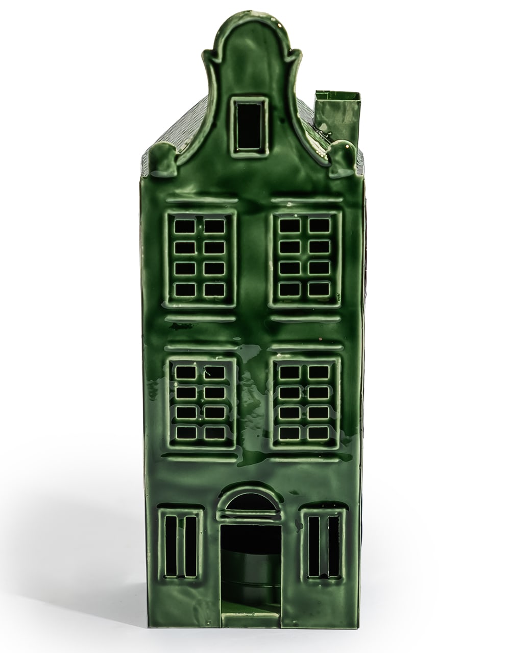 Green Metal "Amsterdam" Canal House Tealight Holder - RGF29