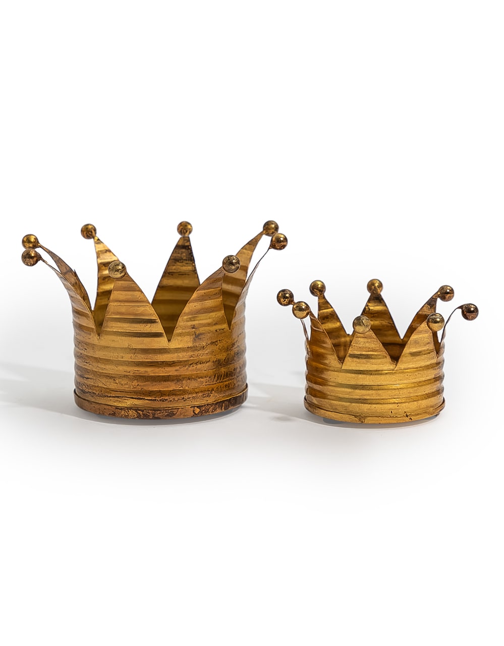 Set of 2 Gold Upcycled Crown Candle Holders - RGF30