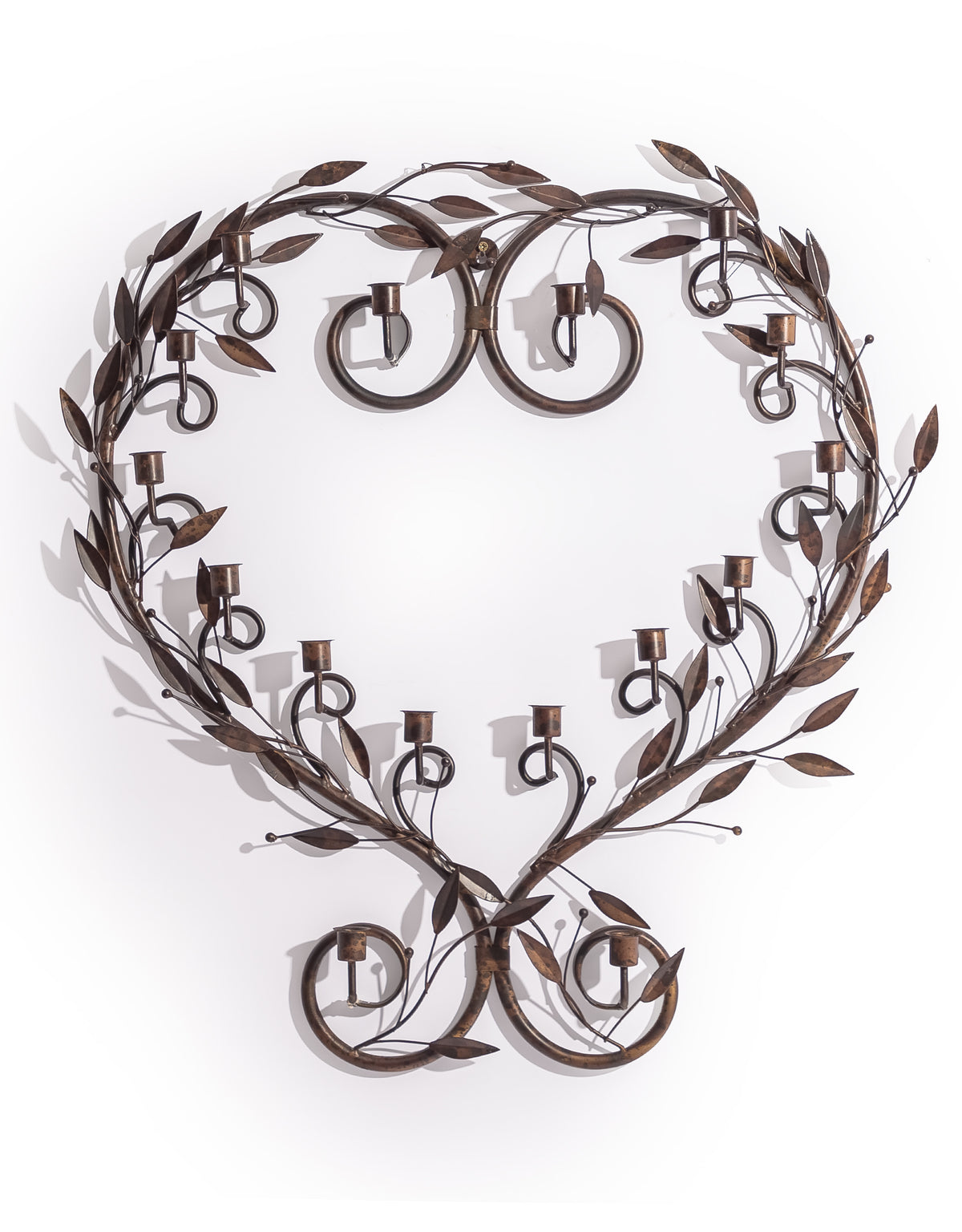 Large Antiqued Bronze Heart Wreath Wall Sconce - RGF31