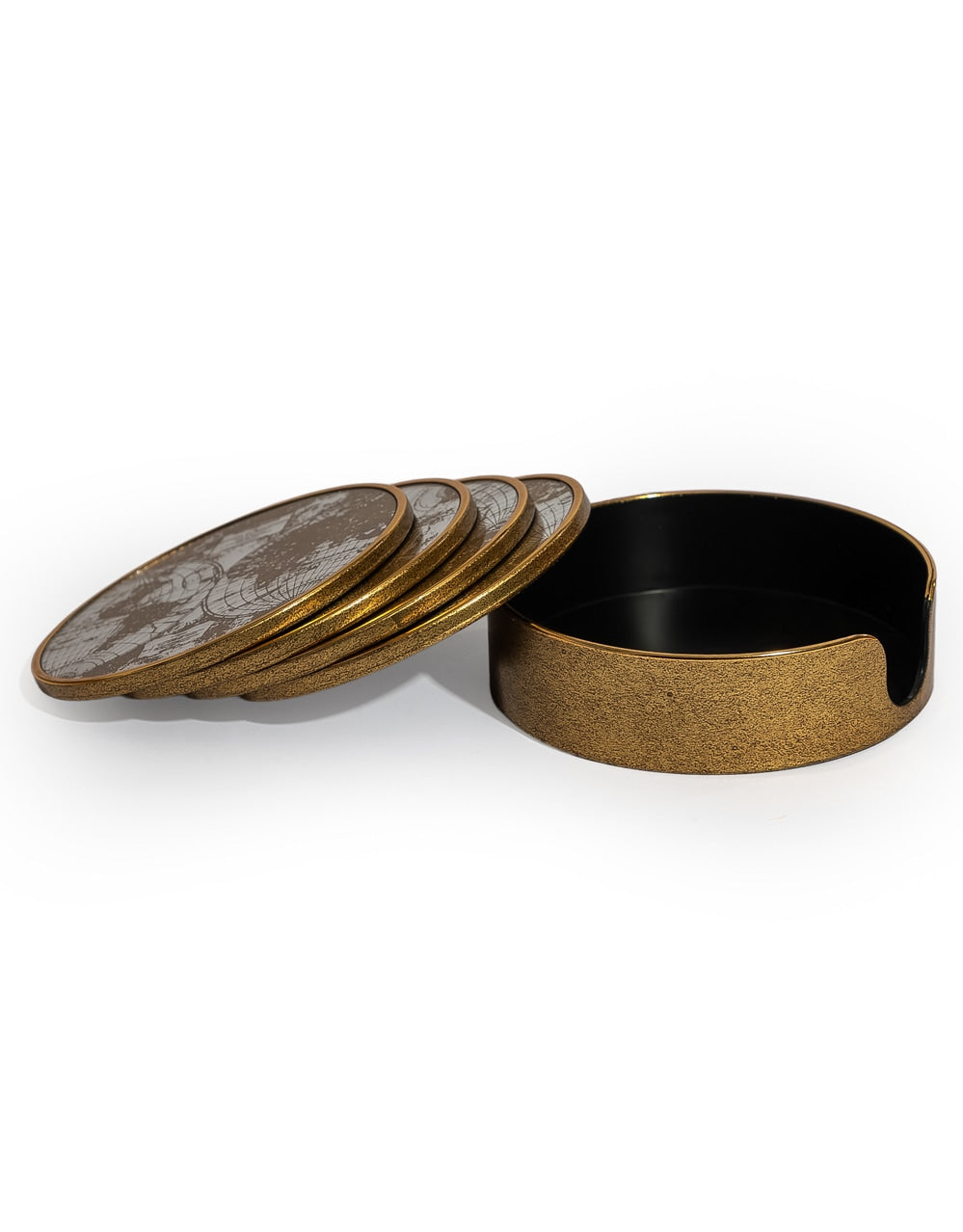 Set of 4 Mirrored World Map Round Coasters - LUM23