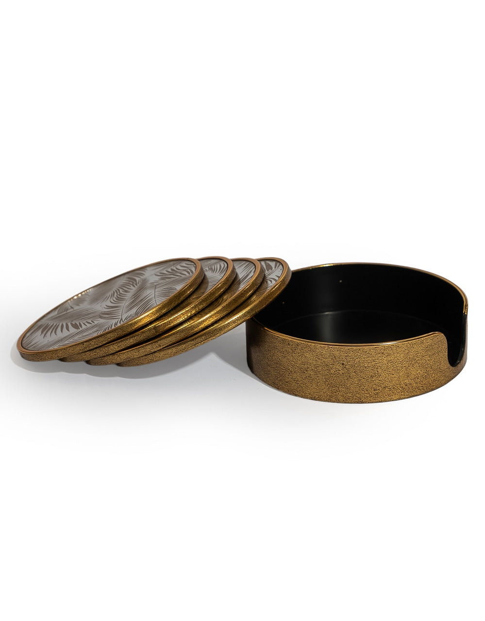 Set of 4 Mirrored Tropical Leaf Round Coasters - LUM25