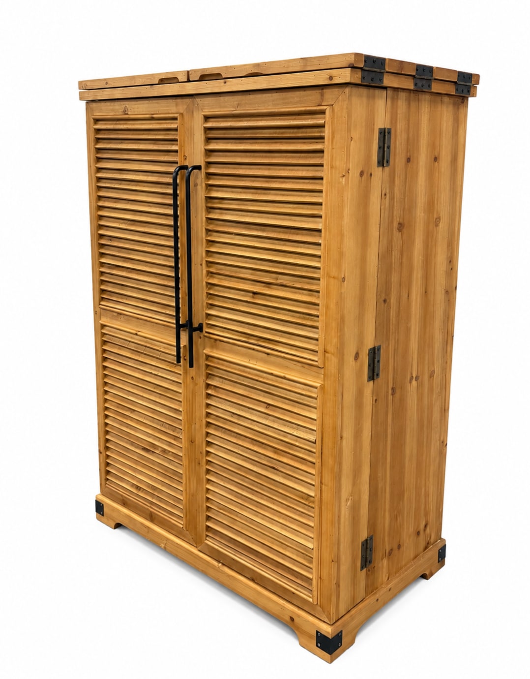 Rustic Slatted Wood Fold-Out Bar Cabinet - RFB42