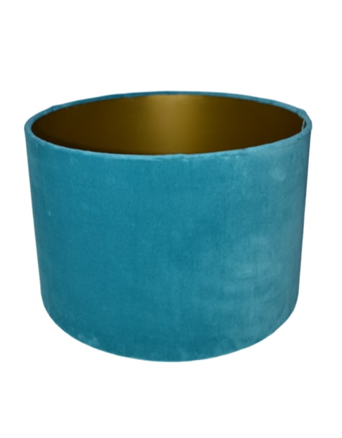 "Ocean" Velvet 40cm Cylinder Shade w/ Gold Inner Lining - LNS14