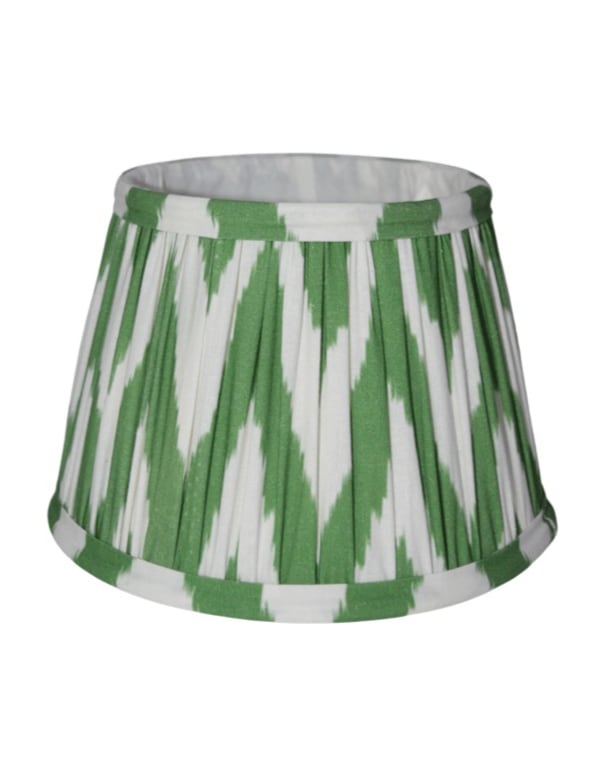 Green Zigzag Ikat Gathered / Pleated 40cm Lampshade - LNS15