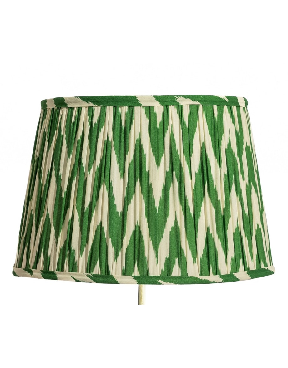 Green Zigzag Ikat Gathered / Pleated 40cm Lampshade - LNS15