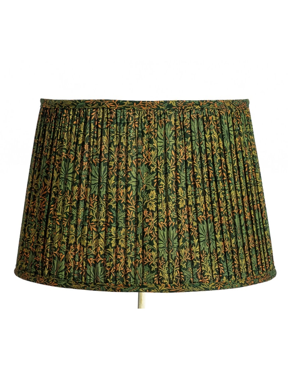 Green "Flower Garden" Gathered / Pleated 40cm Lampshade - LNS20