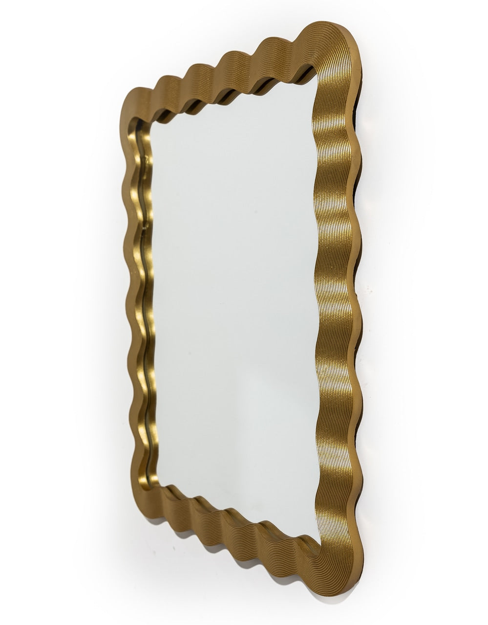 Rectangular Gold "Wave" Wall Mirror - MK221