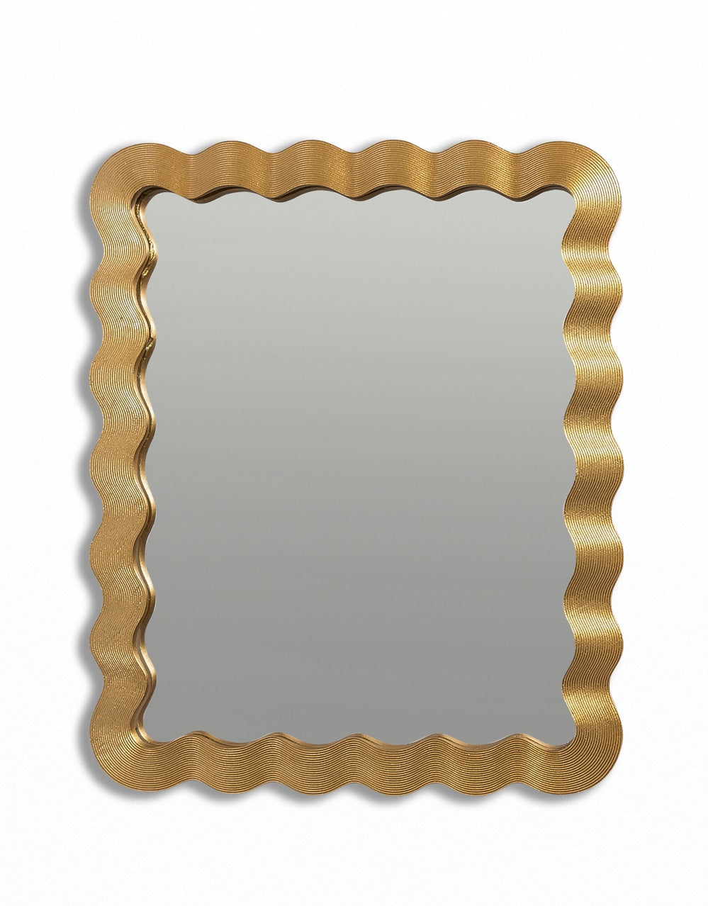 Rectangular Gold "Wave" Wall Mirror - MK221