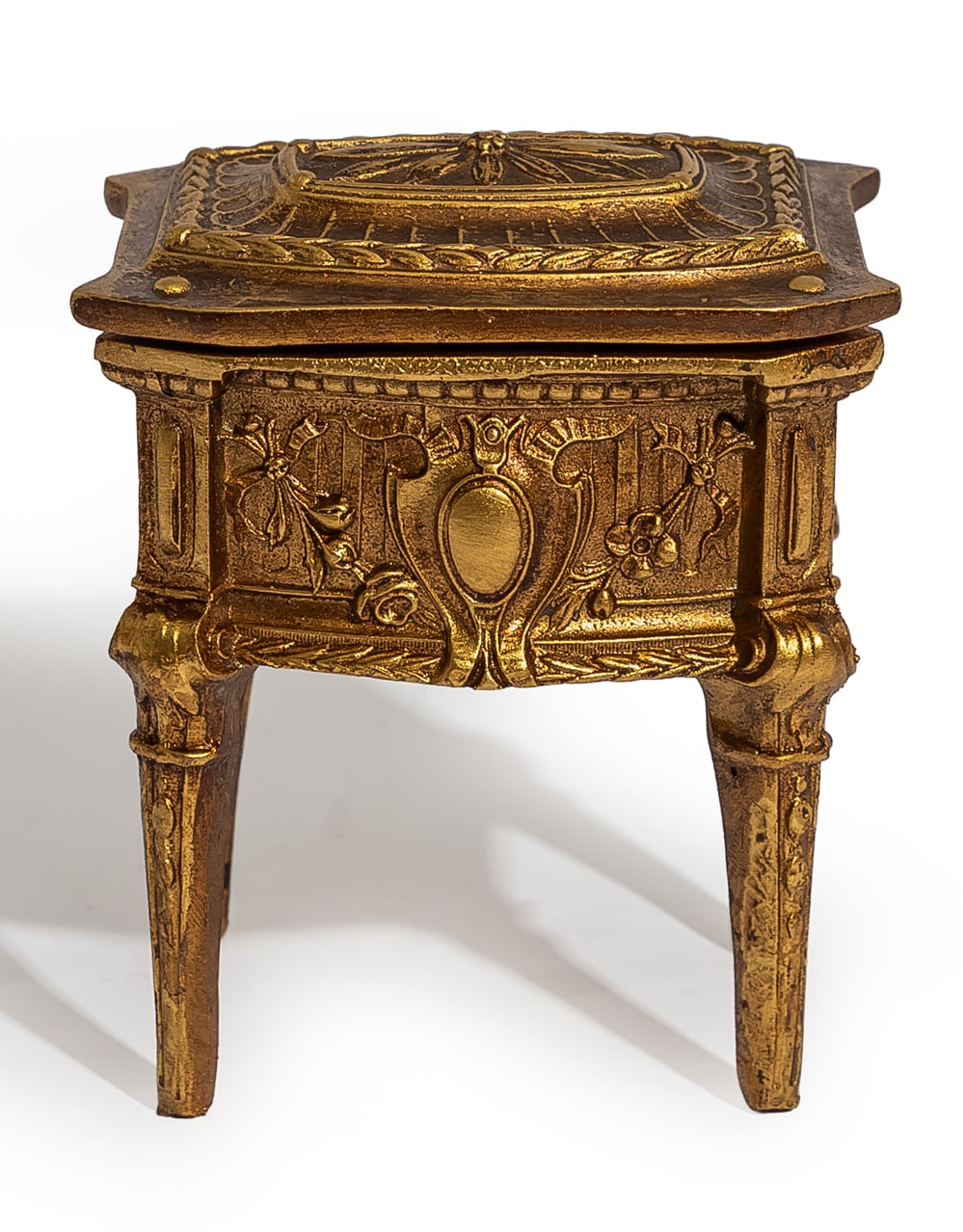Antique Gold Ornate Dresser Storage / Trinket Box - MK230