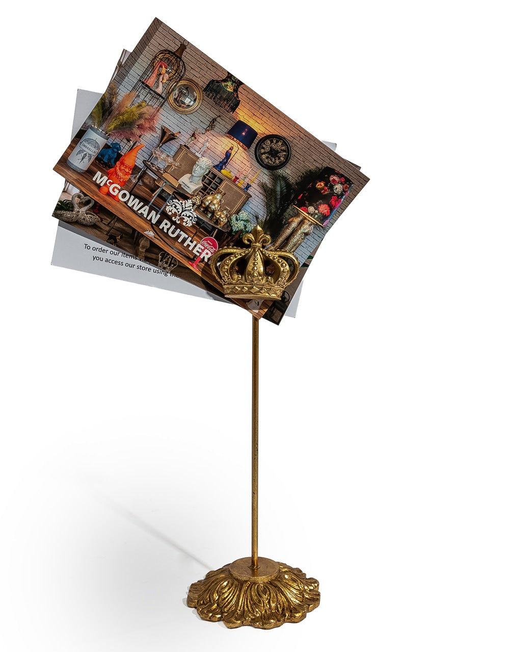 Gold "Crown" Magnetic Card / Photo Holder on Stand - MK236