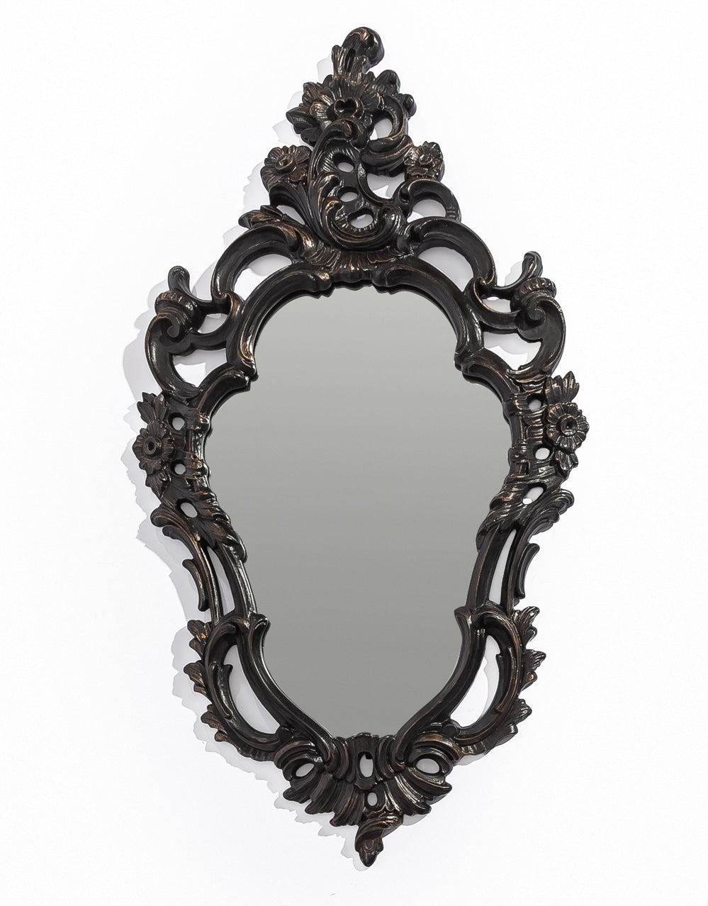 Antiqued Black Ornate French Wall Mirror - MK240