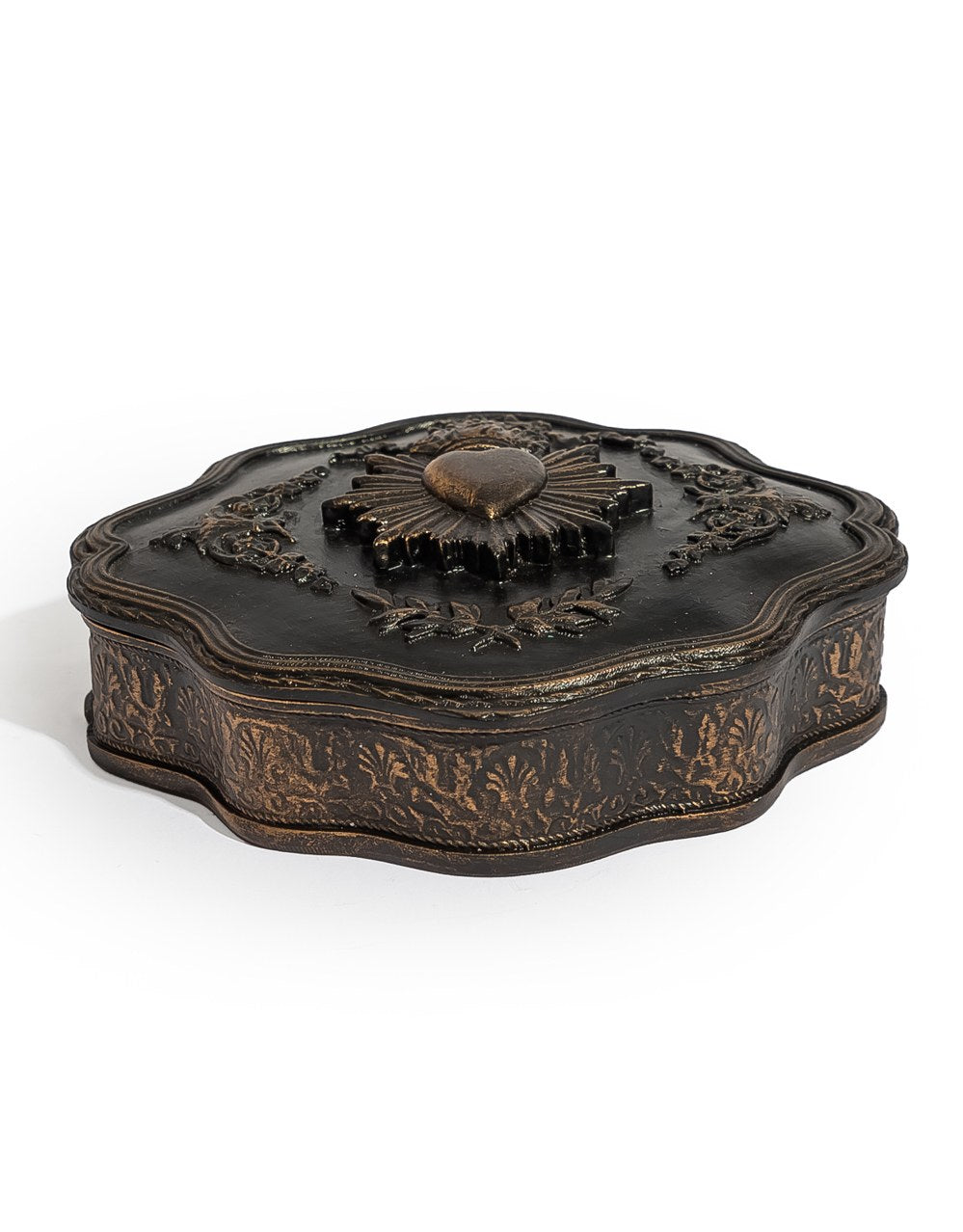 Large Antique Black "Sacred Heart" Storage / Trinket Box - MK243