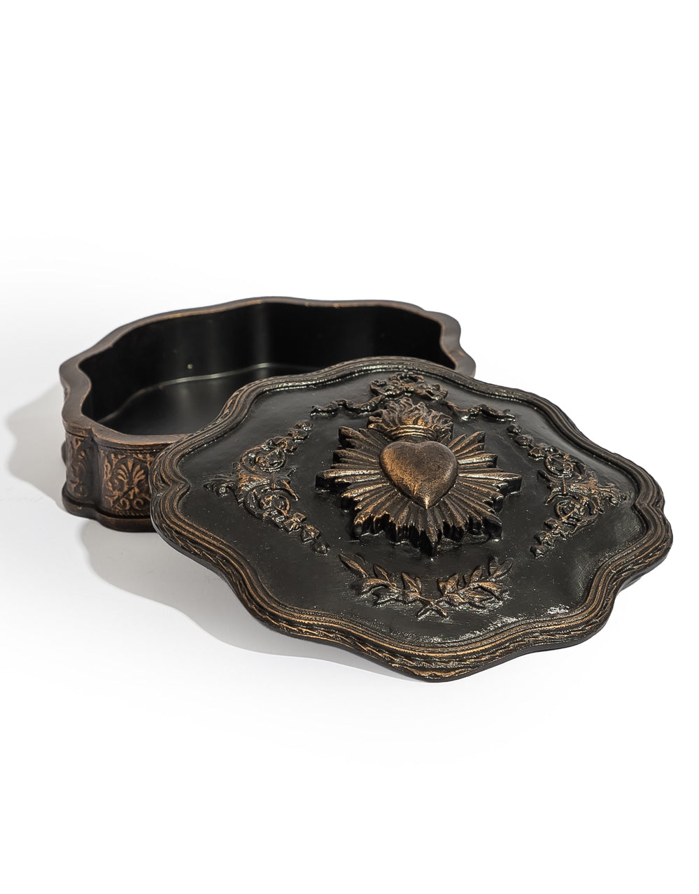 Large Antique Black "Sacred Heart" Storage / Trinket Box - MK243