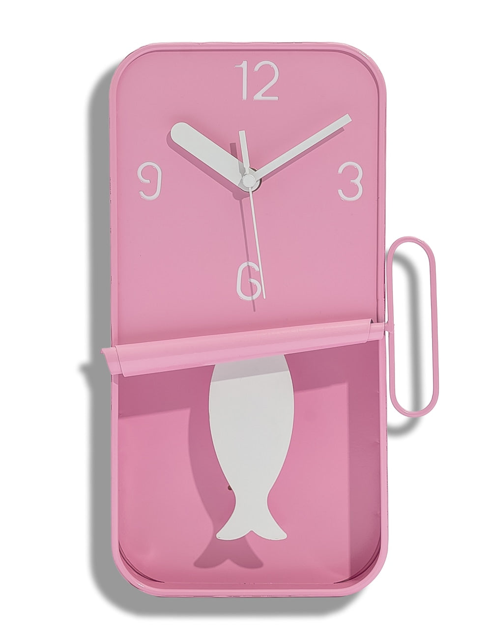 Pink Metal Sardine Tin Pendulum Wall Clock - HKL99