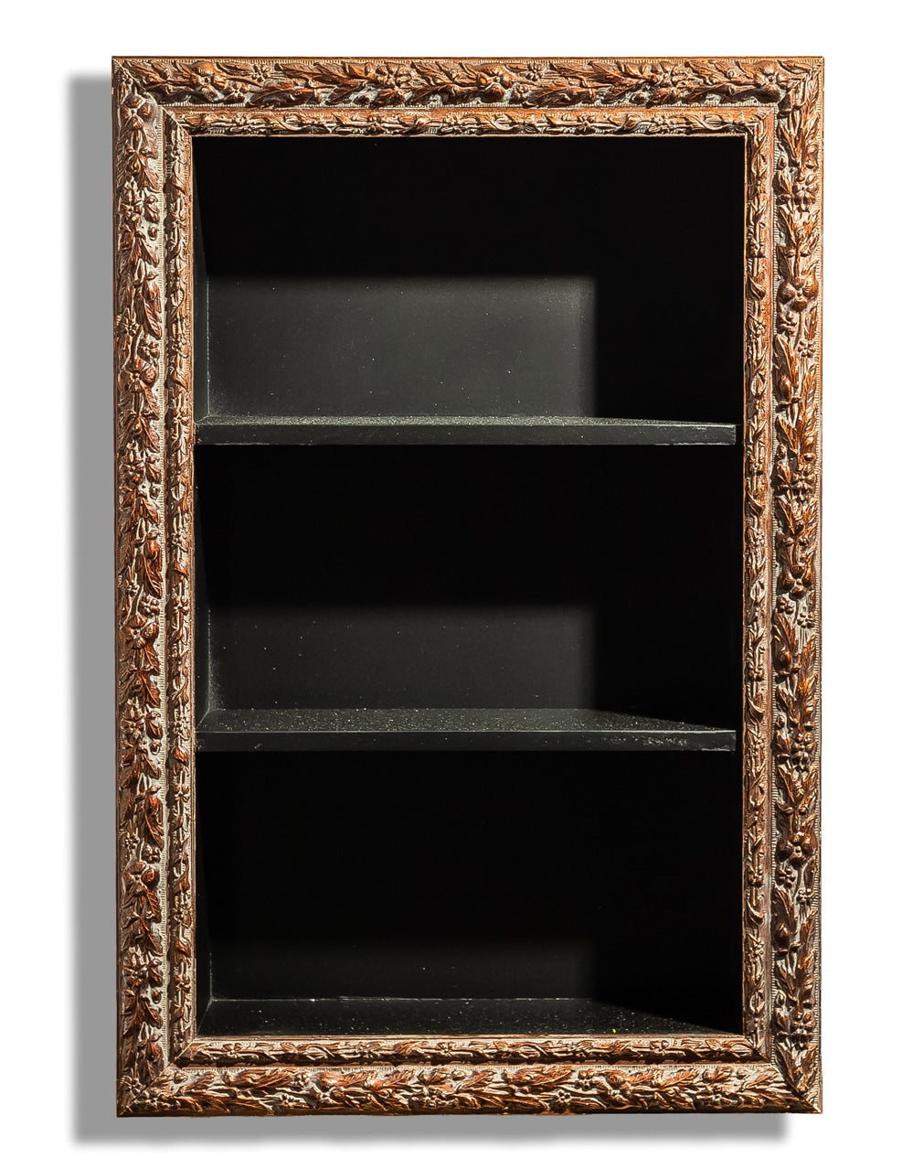 Large Antiqued Ornate Wooden Wall Shelf Unit - JCS39
