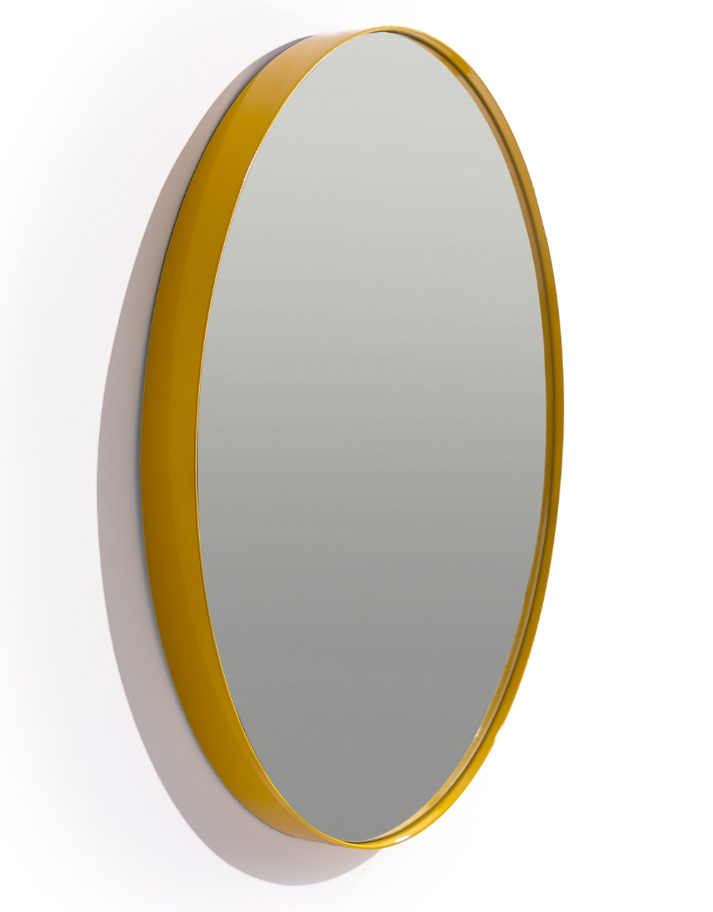 Round 60cm Mustard Yellow Framed Wall Mirror - M439