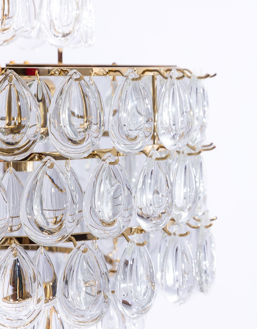 Brass 6 Tier Multi Clear Glass Teardrop Chandelier - CH321