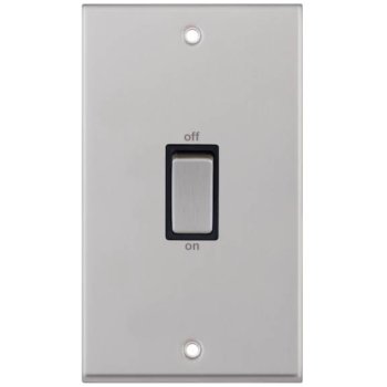 Selectric 7M-Pro Satin Chrome 2 Gang 45A DP Switch with Black Insert