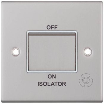 Selectric 5M Satin Chrome 1 Gang 10A 3 Pole Fan Isolator Switch with White Insert
