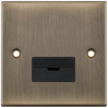 Selectric 5M Antique Brass 13A Fused Connection Unit with Black Insert