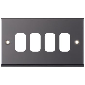 Selectric 7M-Pro GRID360 Black Nickel 4 Gang Faceplate