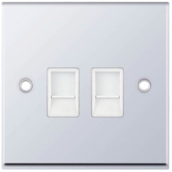 Selectric 7M-Pro Polished Chrome 2 Gang RJ45 Socket with White Insert