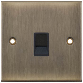 Selectric 5M Antique Brass 1 Gang RJ11 Socket with Black Insert