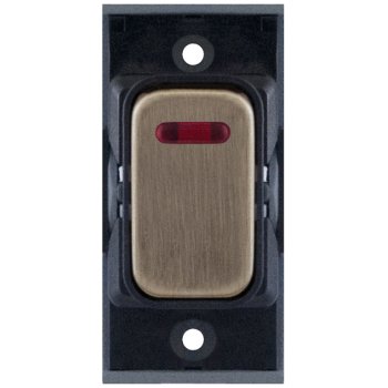 Selectric GRID360 Antique Brass 20A DP Switch Module with Neon and Black Insert