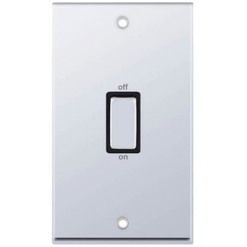 Selectric 7M-Pro Polished Chrome 2 Gang 45A DP Switch with Black Insert