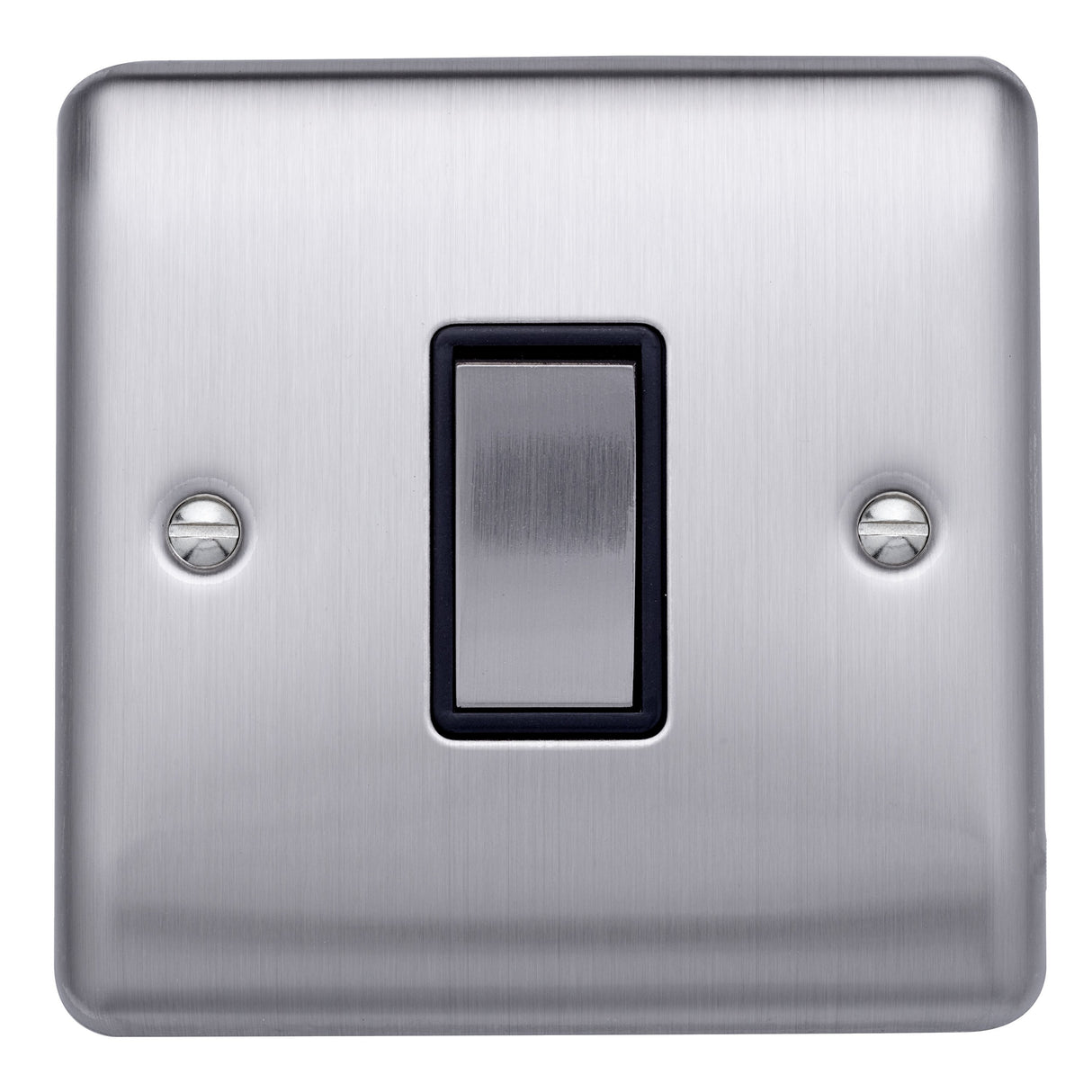 Caradok 1G 2Way 10A Switch Brushed Chrome Black Insert