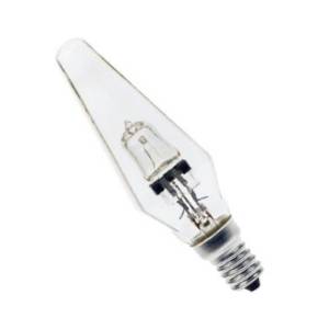 Candle 28w E14/SES 240v Pyramid Shaped Clear Energy Saving Halogen Light Bulb