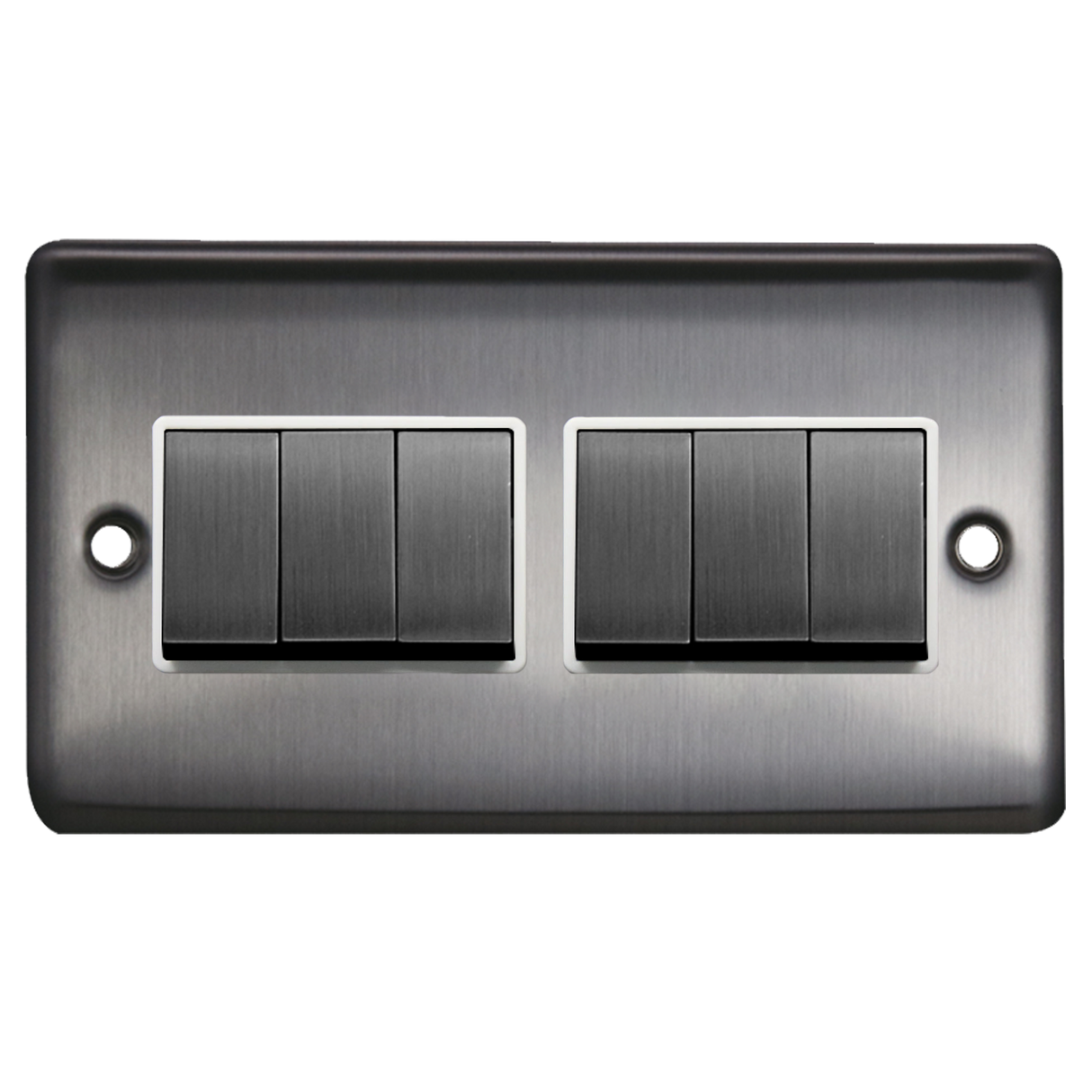 Caradok 6G 2Way 10A Switch Brushed Chrome White Insert