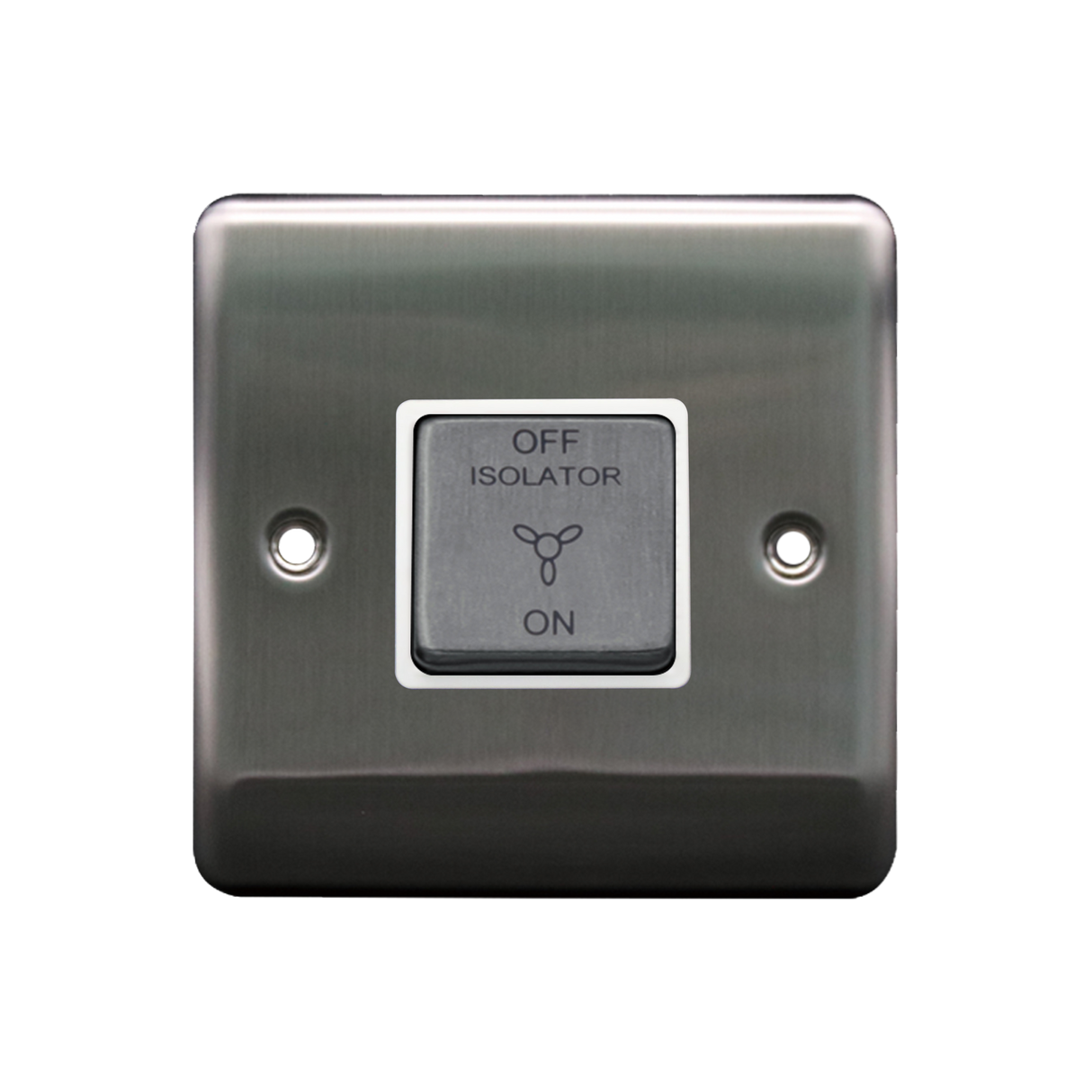 Caradok 3 Pole Fan Isolator Switch Brushed Chrome White Insert