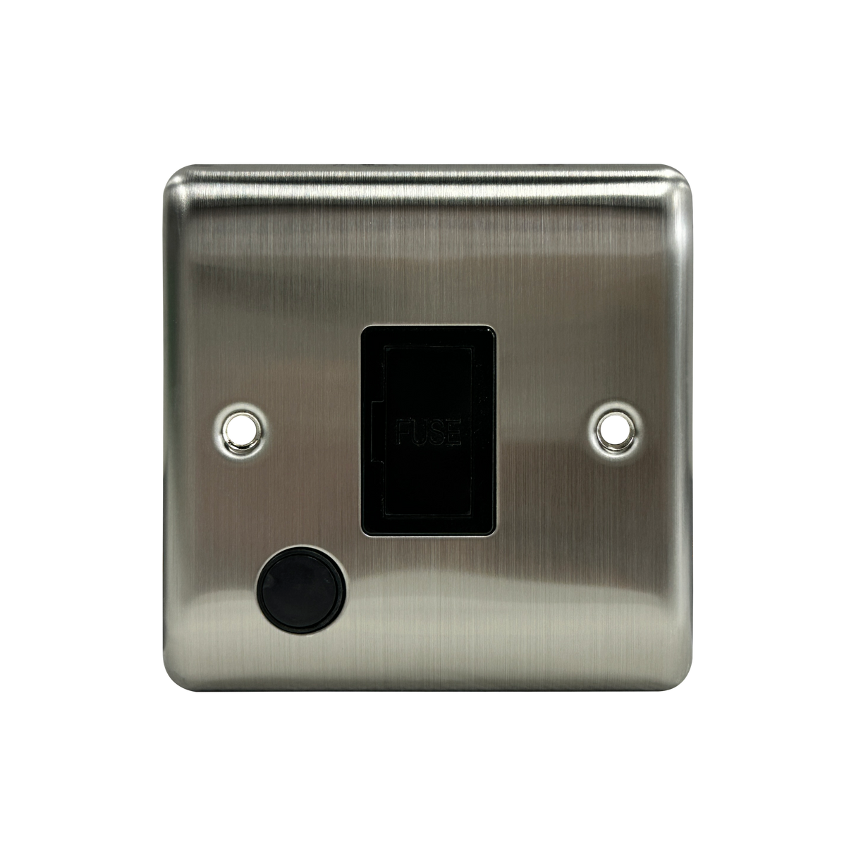 Caradok 13A Unswitched Spur + FO Brushed Chrome Black Insert