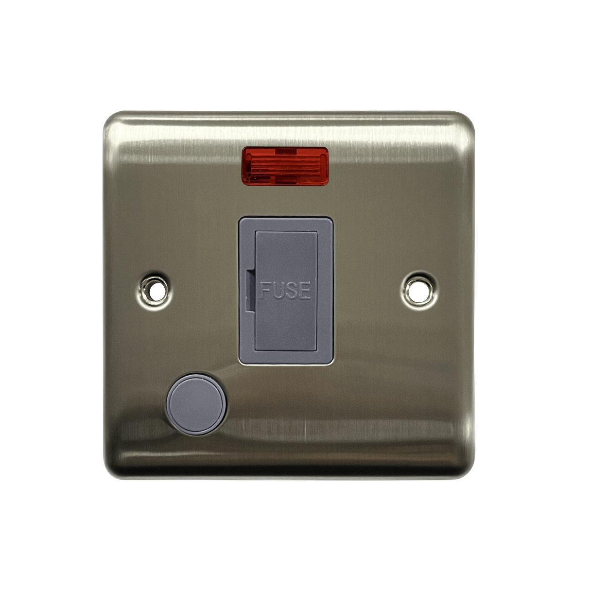 Caradok 13A Unswitched Spur c/w Neon + FO Brushed Chrome Grey Insert