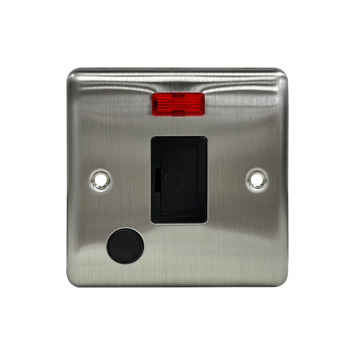 Caradok 13A Unswitched Spur c/w Neon + FO Brushed Chrome Black Insert