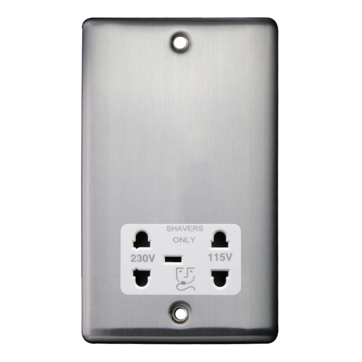 Caradok Shaver Socket Brushed Chrome White Insert