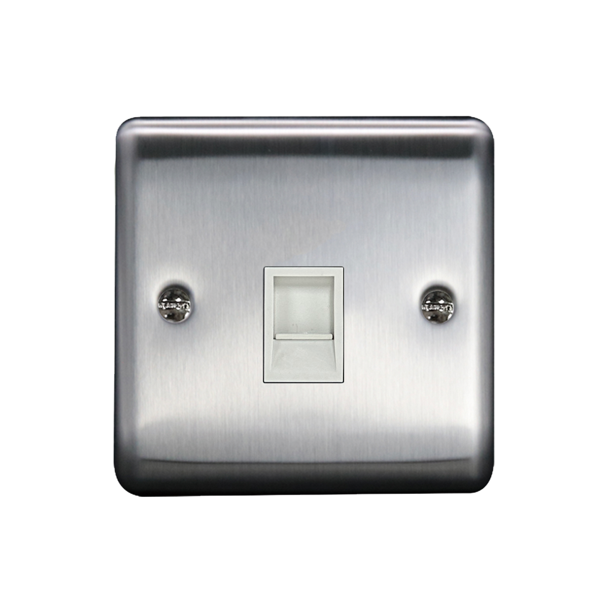 Caradok 1G RJ11 Telephone Point Brushed Chrome White Insert