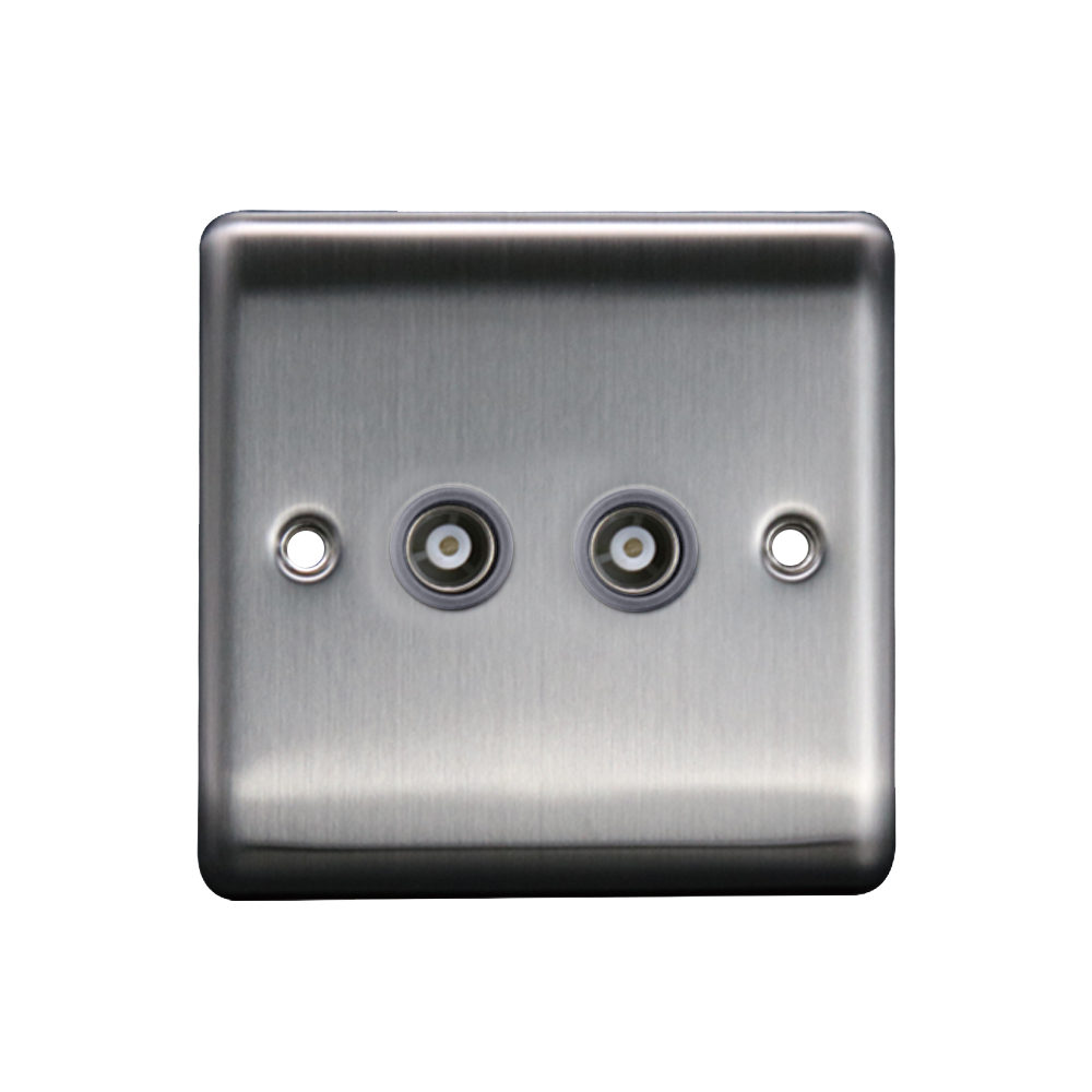Caradok 2G Coax Socket Brushed Chrome Grey Insert