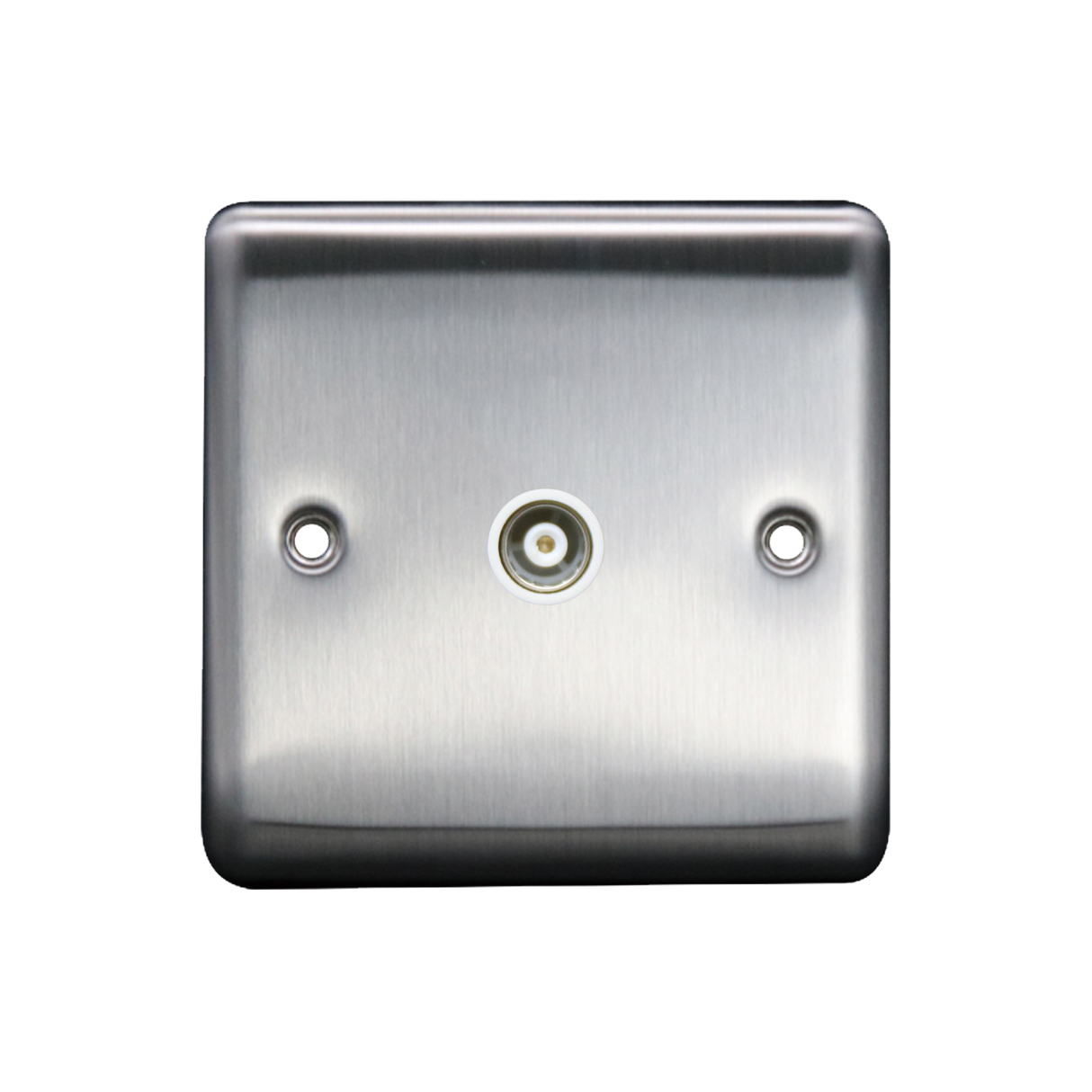 Caradok 1G Isolated Coax Socket Brushed Chrome White Insert