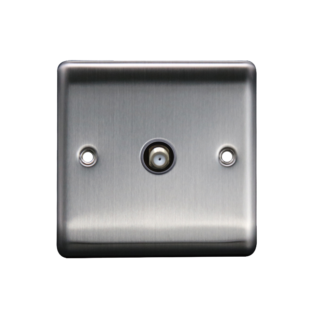 Caradok 1G Satellite Socket Brushed Chrome Grey Insert