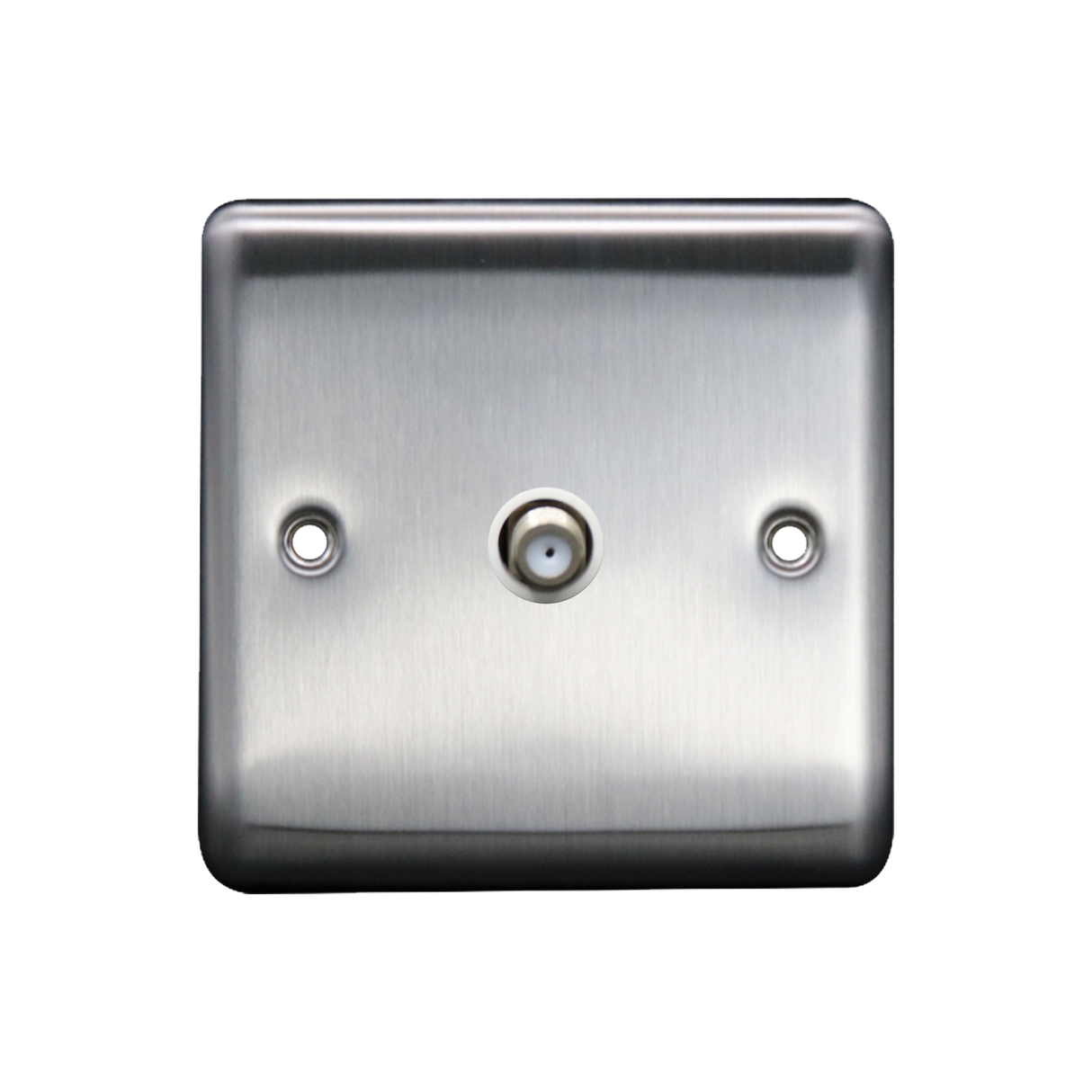 Caradok 1G Satellite Socket Brushed Chrome White Insert