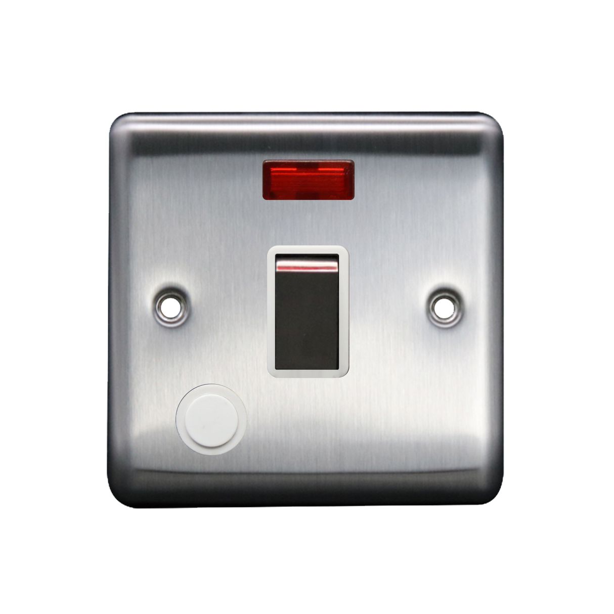 Caradok 20A DP Switch c/w Neon + FO Brushed Chrome White Insert