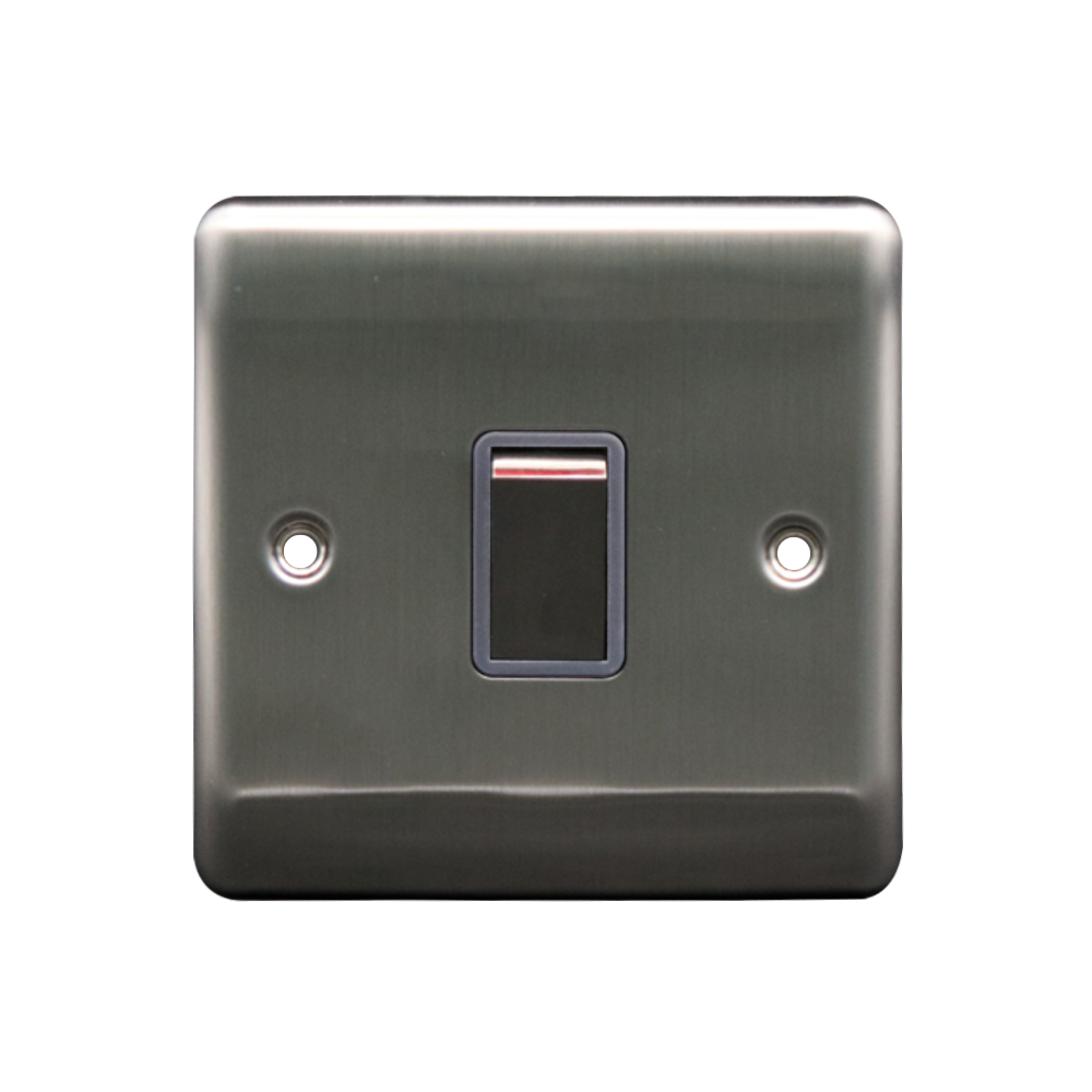 Caradok 20A DP Switch Brushed Chrome Grey Insert